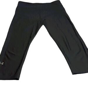Womens Sz M Compression Heat Gear Gray Cropped Workout Leggings Under Armour